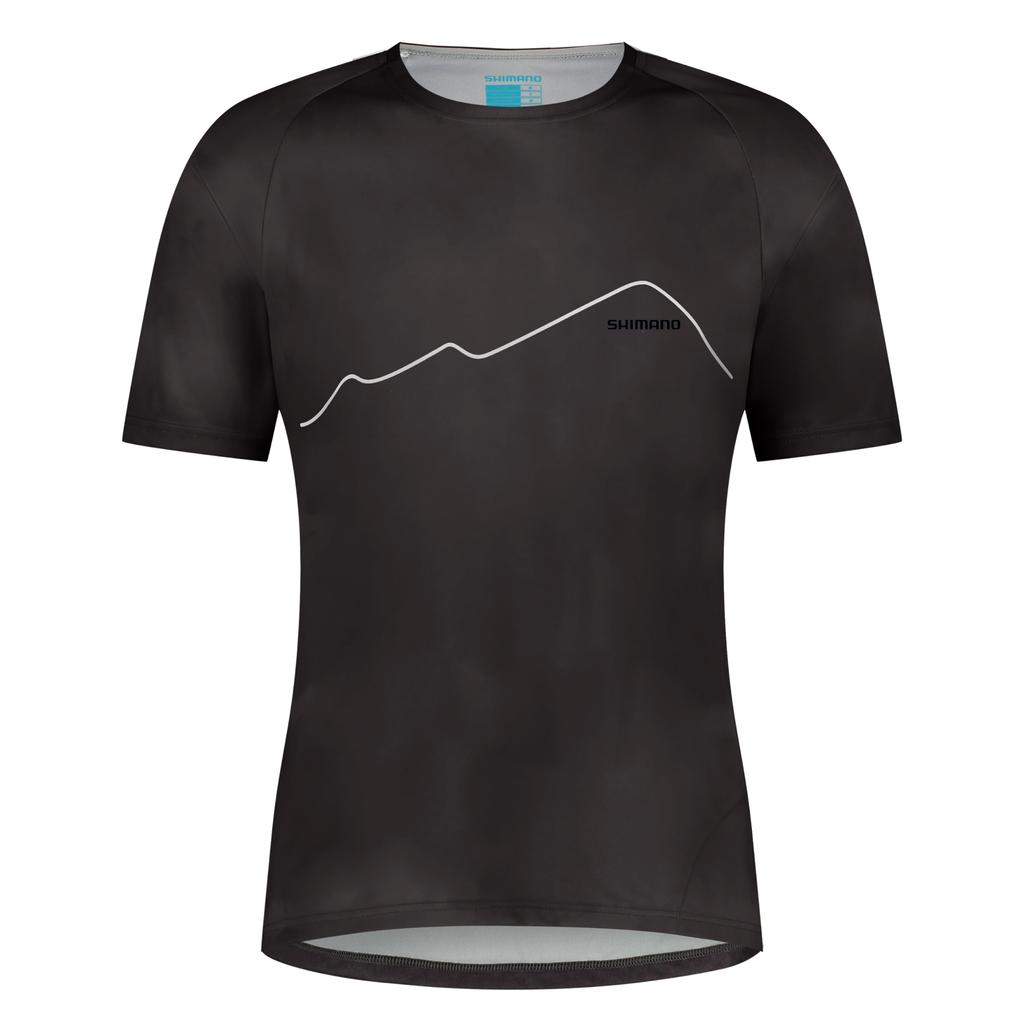 SHIMANO Cycling Jersey SENTIERO Short Sleeve Jersey, Gray, Large (European Size), Suitable for Heights 177-183cm