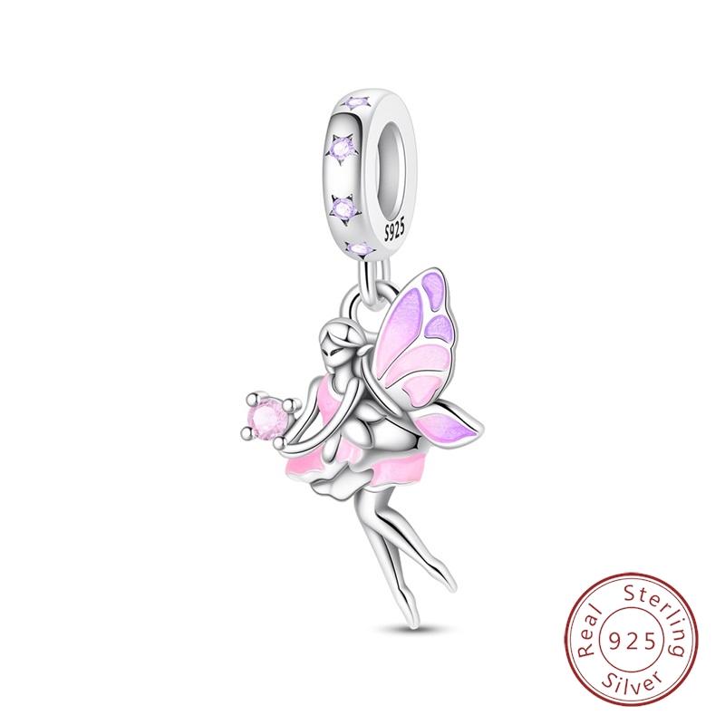 Original Luminous Charms Copper Fixed Clamp Beads Flower Fairy New Year'S Pendant Fit Bracelet Women Jewelry Gifts