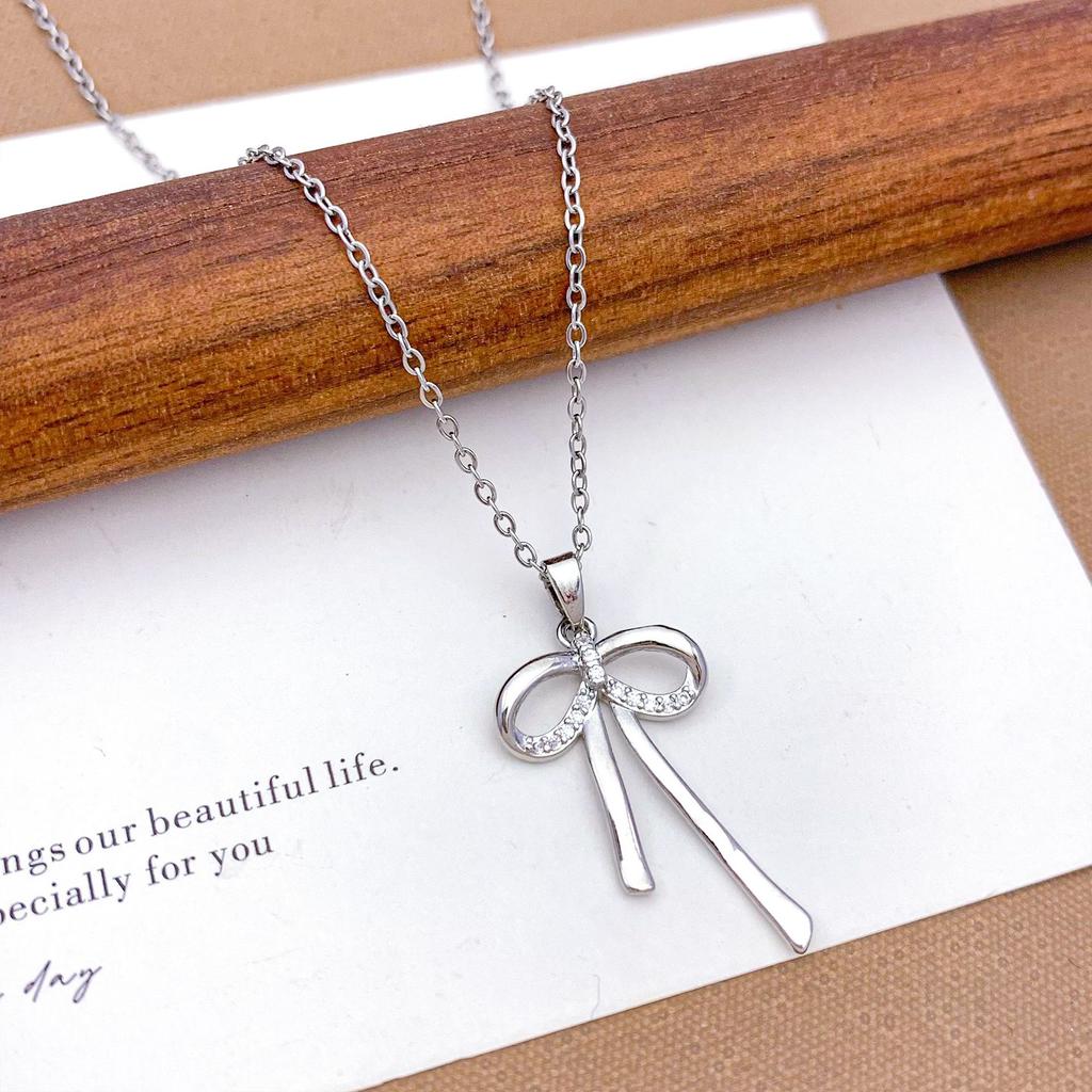 Necklace New Ribbon Bow Necklace Accessories Women's ins Style Niche Design Sense Fashion Versatile Clavicle Chain Women