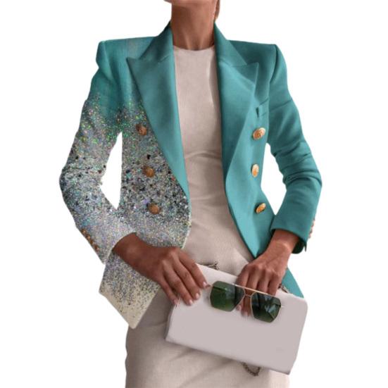 

Женский блейзер с прямоугольными плечами, двубортный, с длинными рукавами, в стиле OL, с лацканами