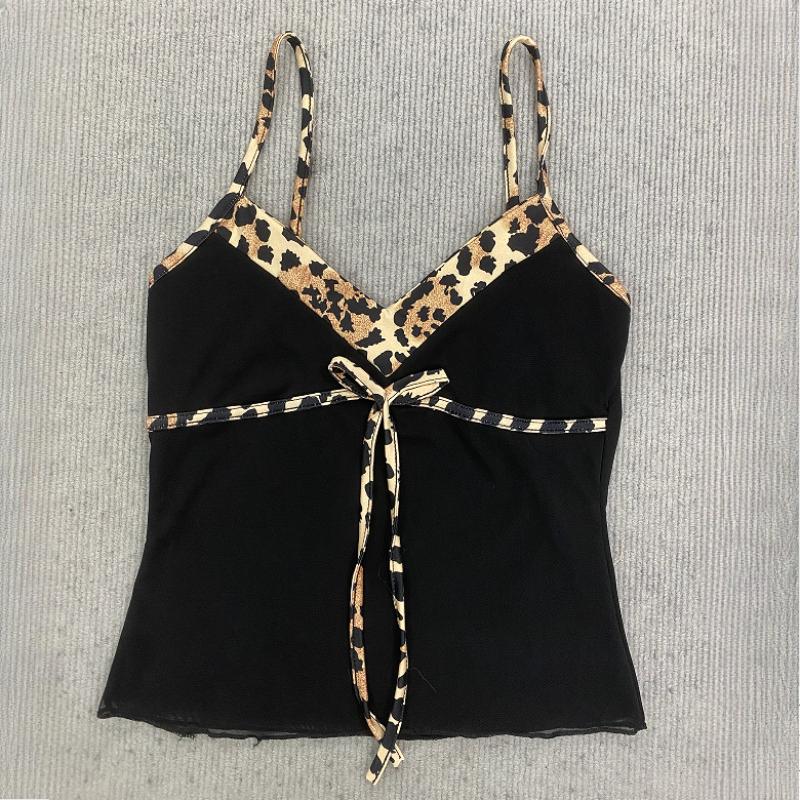 

Y2K summer sexy patchwork personalized camisole vest for women S чёрный