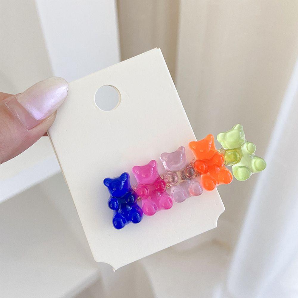 Hair Accessories Girls Women Duckbill Candy Color Colorful Hair Clip Barrette Jelly Bear Hairpin