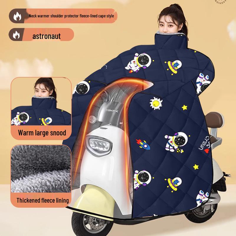 Winter Windproof Plush Electric Bicycle & Motorcycle Cover - Thickened, Enlarged, Waterproof, Coldproof.