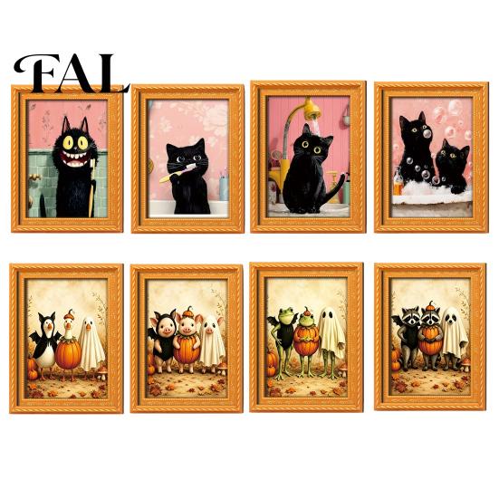 Decorative Soft Magnetic Stickers Wooden Black Cat Fridge Magnet, Seasonal Cartoon Kitchen Bathroom Decor, Autumn Home Decorations Cute Theme
