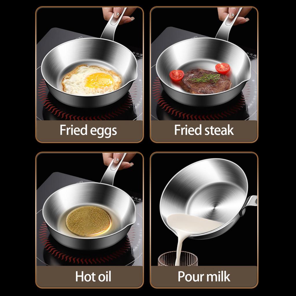 Space Saving Small Stainless Steel Skillets For Butter Melting Miniature Saucepan with Spout Ergonomic Handle Cookware