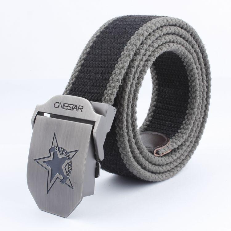 Black Five-Star Canvas Belt Headhunting Black Eagle Men's Automatic Buckle Belt Woven Leisure Good Supply