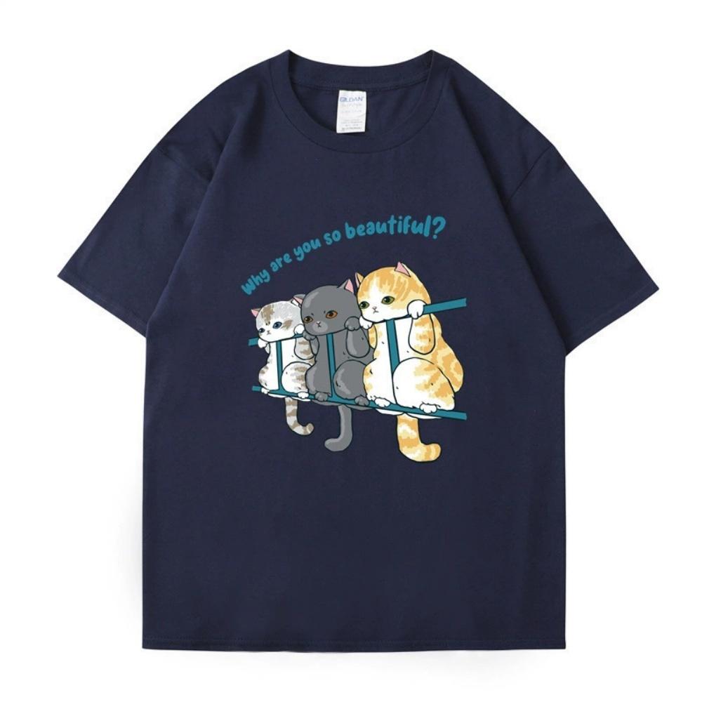 Leave Me Alone Angry Cat Pattern Printed T-Shirt Summer Casual Top Fashion Short Sleeve Sportswear Women Summer Clothing S