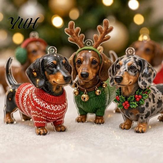 Feiertagskalender 3D Dackel Adventskalender mit 24 einzigartigen Mini-Hundefiguren, Kreatives Weihnachtsgeschenk Spielzeugset für Kinder, Sammlerstück