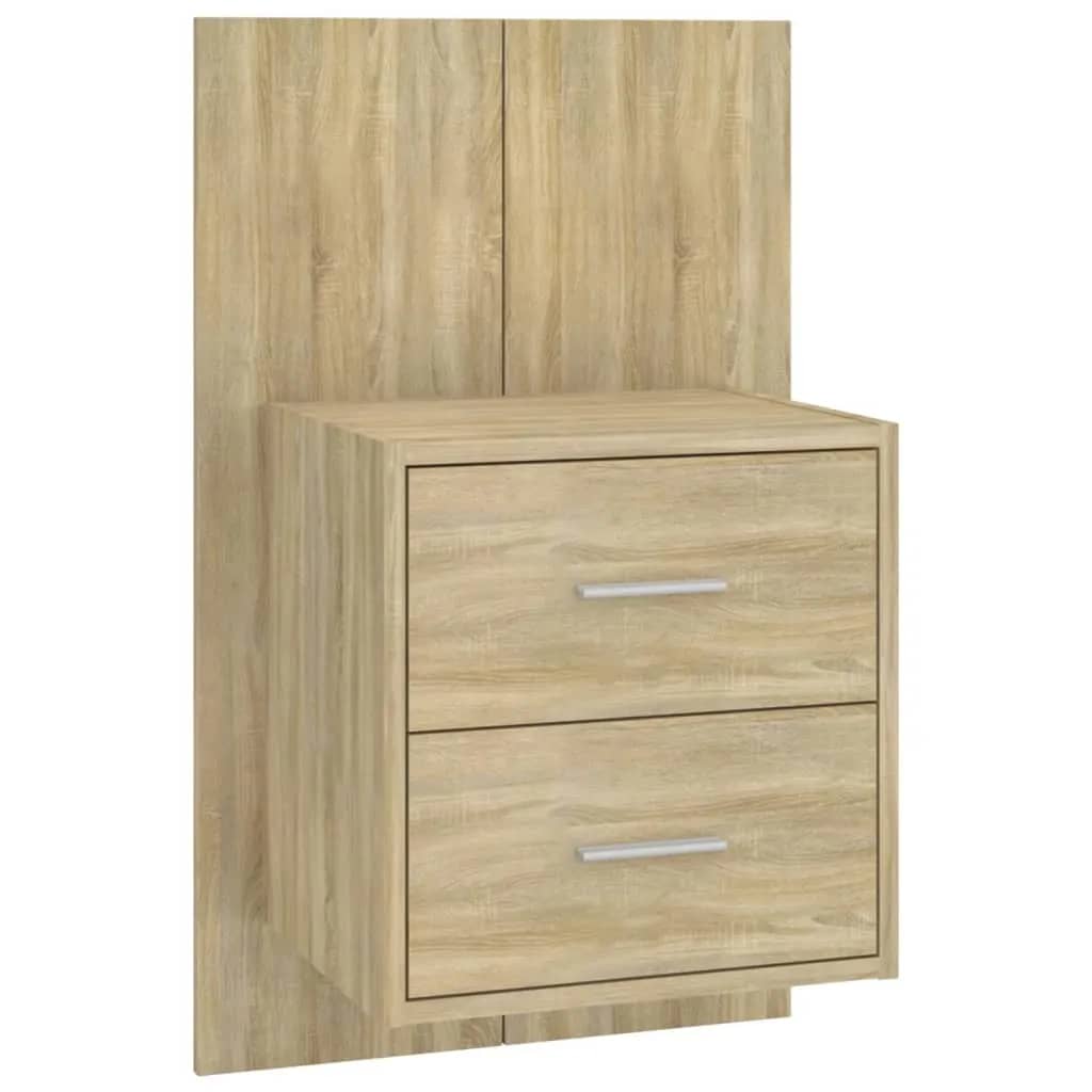 Bed Headboard with Nightstands Sonoma Oak Wood Based Material