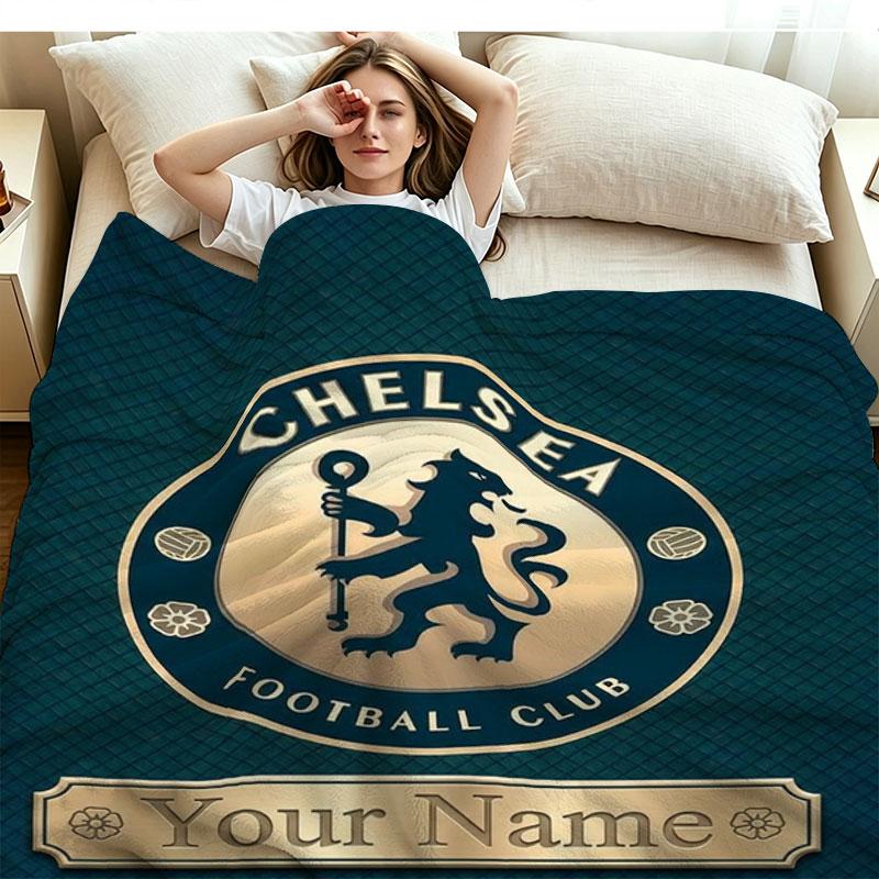 1PC Chelsea F Custom Name Patterned Flannel Blanket Suitable For All Seasons for Home Decor Warmth and Comfort Gifts Holiday Present