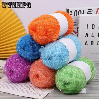 3pcs Glass Knitting Yarn Colorful Bright Thread Pillow Blanket Hat Coat Sweater Crochet Thread Hand Knitting