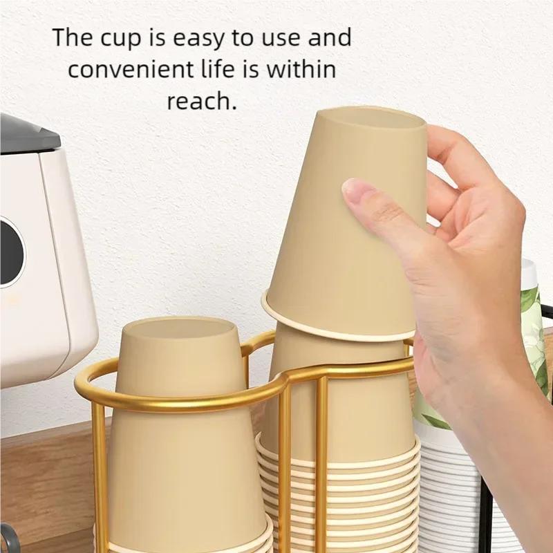 Koppoppbevaringsholder Luksus engangskoppstøtteramme Husholdnings kjøkkenpapir Koppholder Tekopper Dispenser Kjøkken Gadget