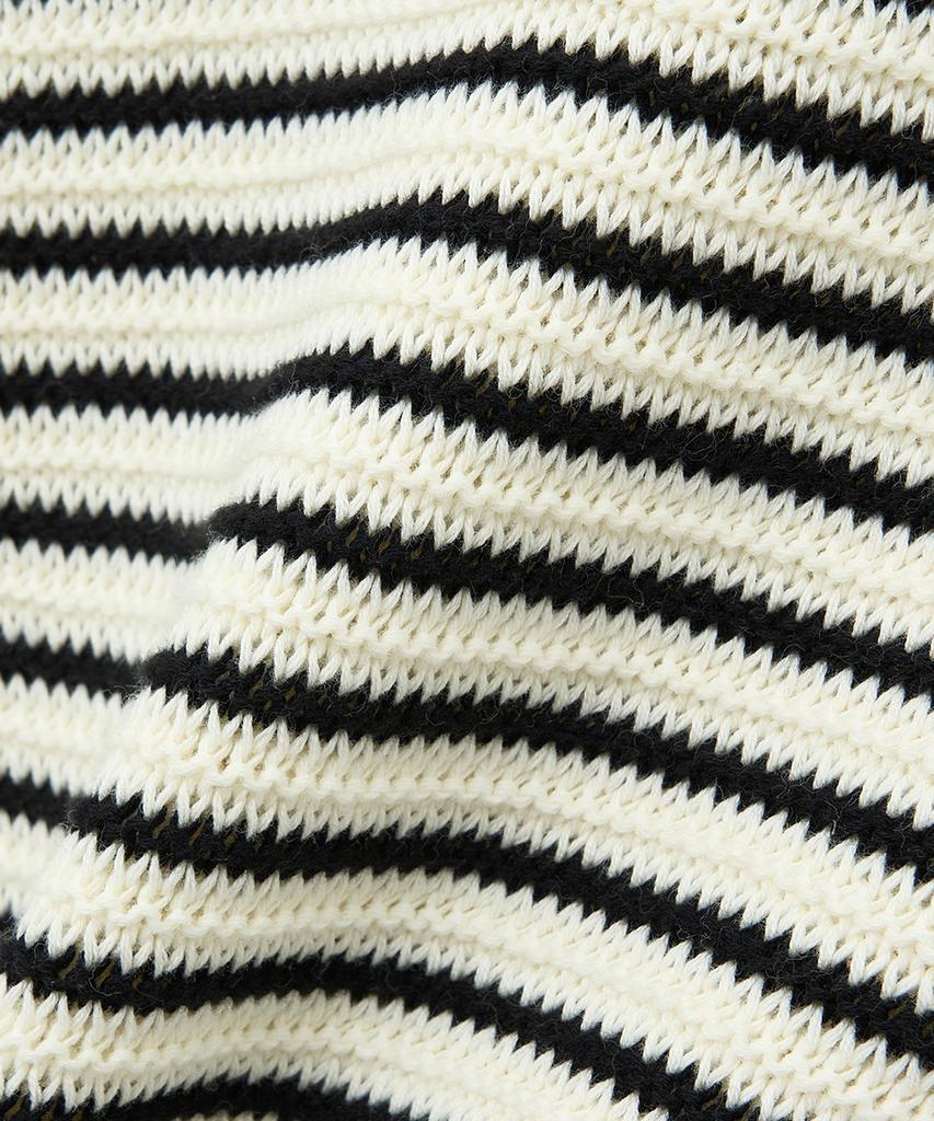 NOIRER Cotton Crochet Polo Knit (Black Eye)