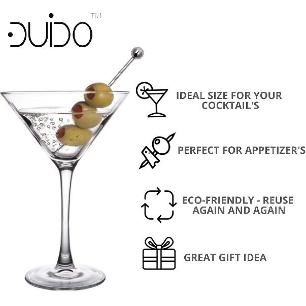 Cocktail Picks Stainless Steel Toothpicks - (12 Pack / 4 Inch) Martini Picks Reble Fancy Metal Drink Skewers Garnish Sticks for Martini Olives