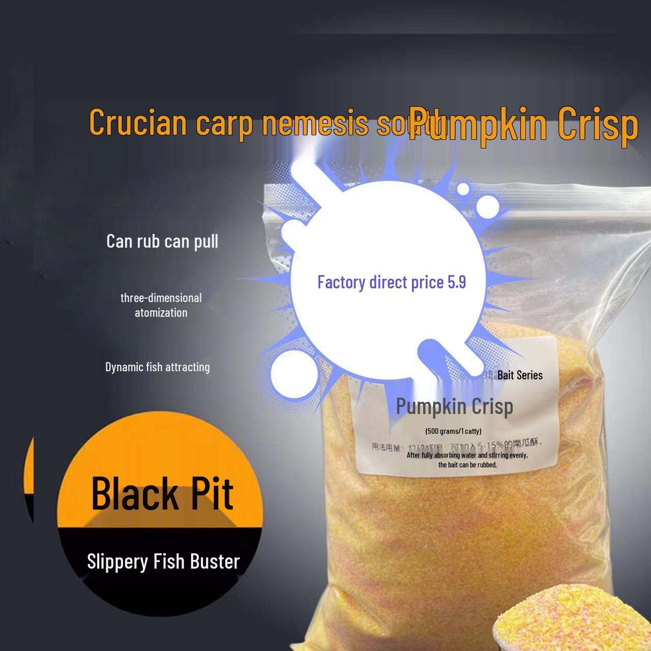 

Pumpkin Shrimp Fish Bait: Winter Blend with Rice and Shrimp for Black Pit Fishing 200g bottle білий