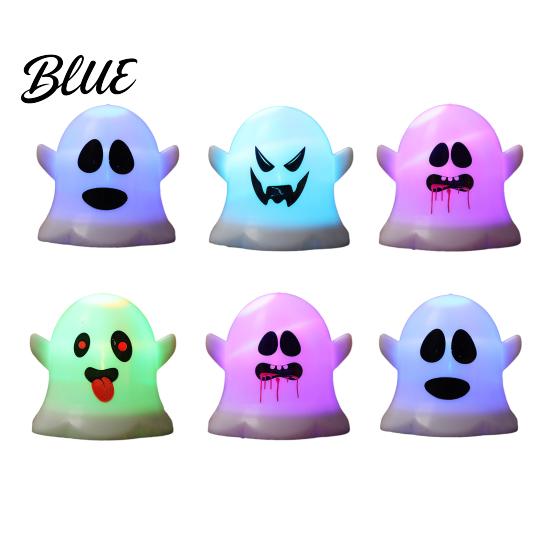 Funny Ghost Desk Ornament 6 Pcs Decorative Light LED Color Changing Warm Flameless Battery-Operated Cute Night Light Mini Spirit Lamps Spooky