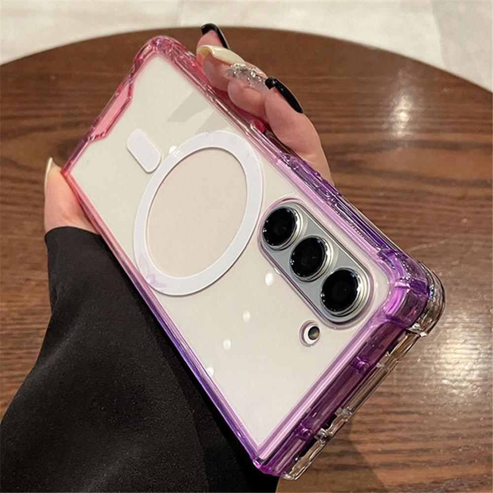Gradient Candy Color Hyaline Shockproof Case for Samsung Galaxy Z Fold 7 6 5 4 3 5G for Magsafe Wireless Charging Protect Cover