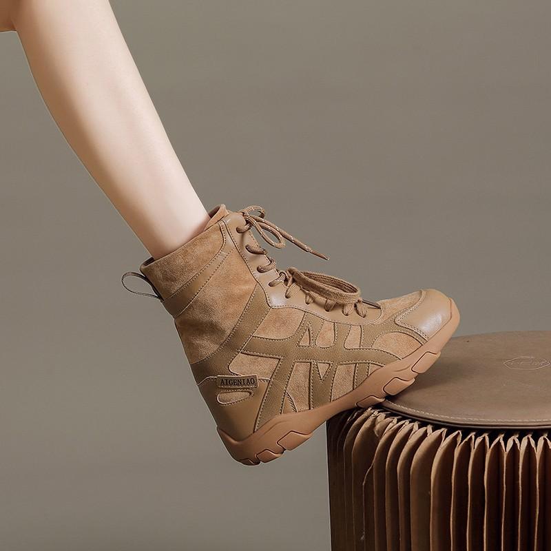 Inner height increase of 9 cm Martin boots women's 2025 new outdoor hiking shoes retro platform western boots short boots