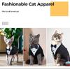 Cat Tuxedo Wedding Suit Formal Pet Bow Tie Outfit Soft Cotton Kitten Birthday Party Costume With Decorative Chain XS-2XL