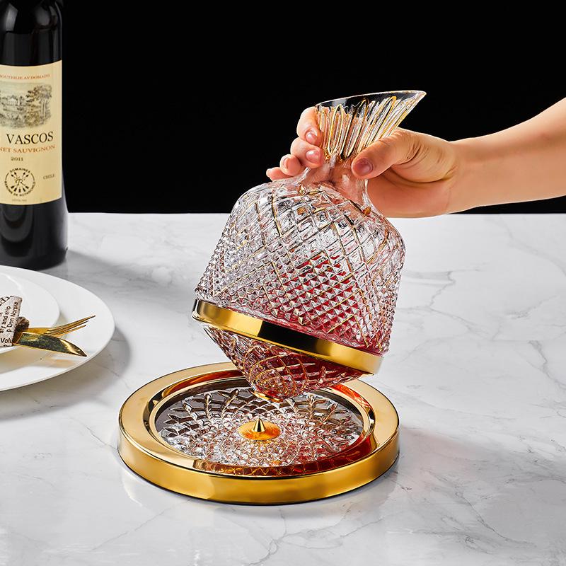 Crystal Red Wine Decanter: Elegant Rotating Glass with Luxury Design for Home Use