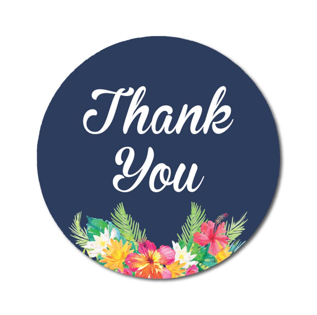Darling Souvenir Personalized Floral Border Elegant 1.6 Inches Round Thank You Stickers DIY-45