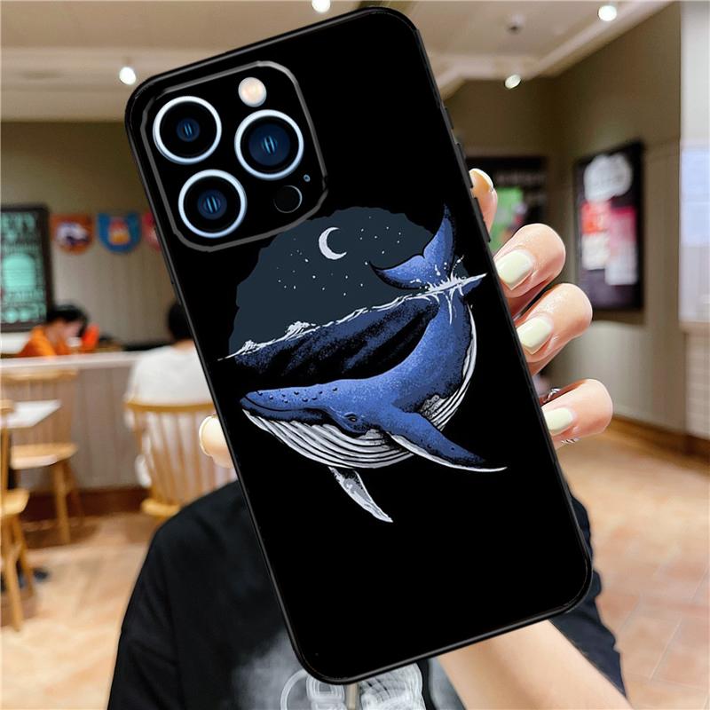 Whale Fish Wave Sea Case For iPhone 17 16 15 13 12 11 14 Pro Max Mini Plus 16e 17 Air Bumper Cover Accessories