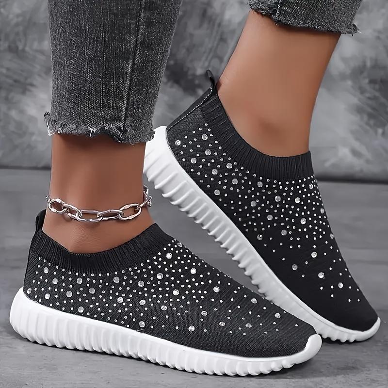 

Большеразмерные эластичные носки-туфли с водяными бриллиантами, повседневная спортивная обувь для мужчин и женщин, легкая повседневная обувь из флайнита 43 чёрный