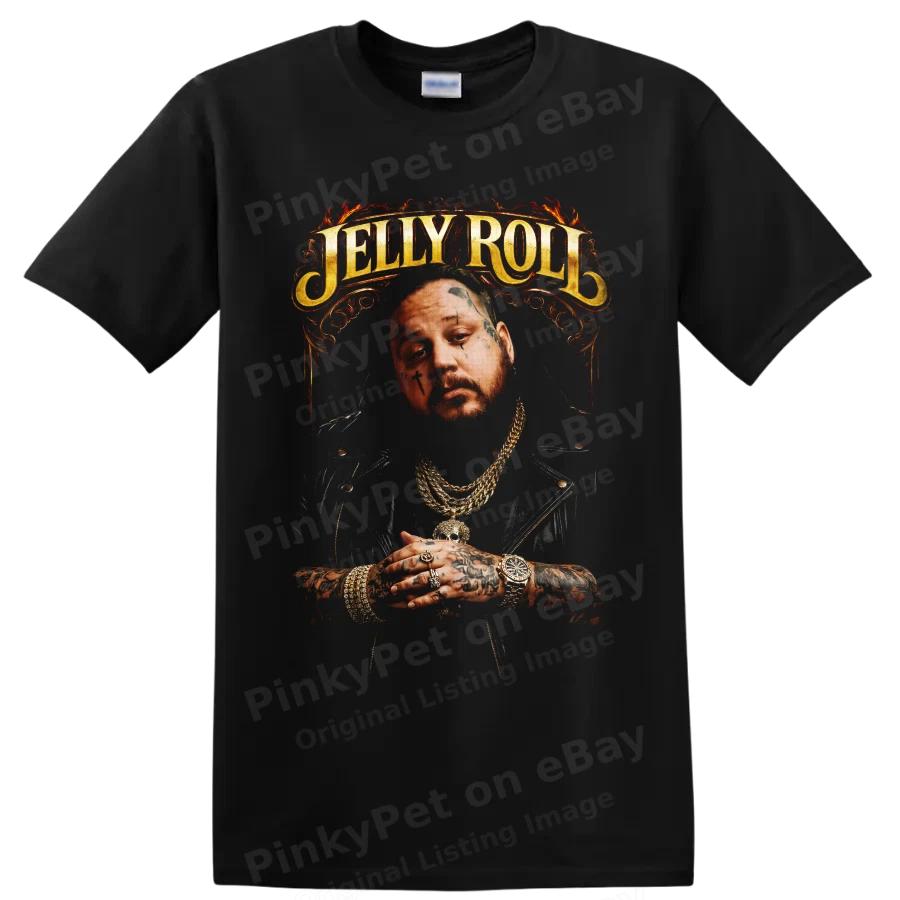 Jelly Roll Country Singer T Shirt w/ Tattooed Portrait Graphic Music Fan Gift