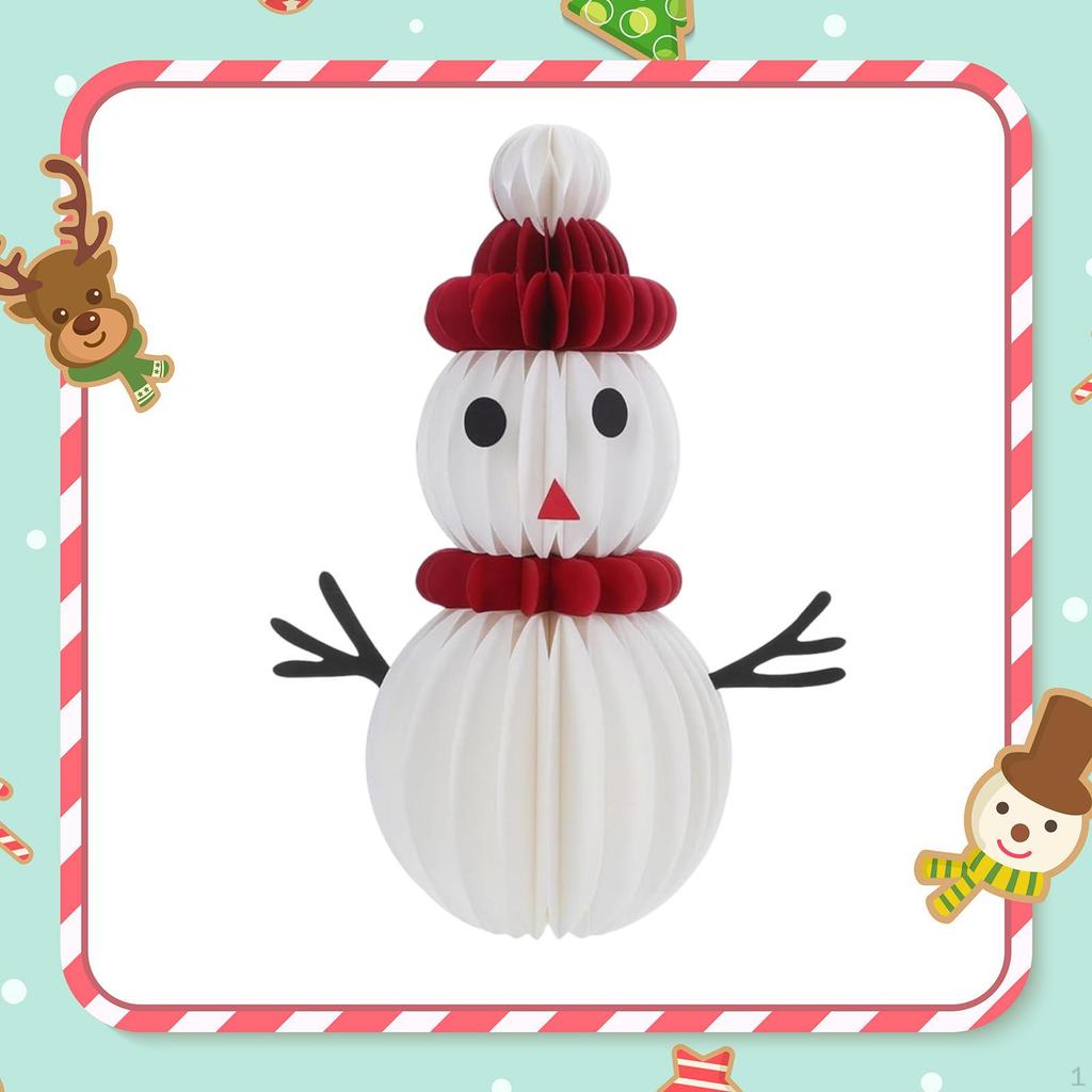 3D Christmas Ornament Made of Paper with Honeycomb Structure, Snowman, Home Decoration, Table