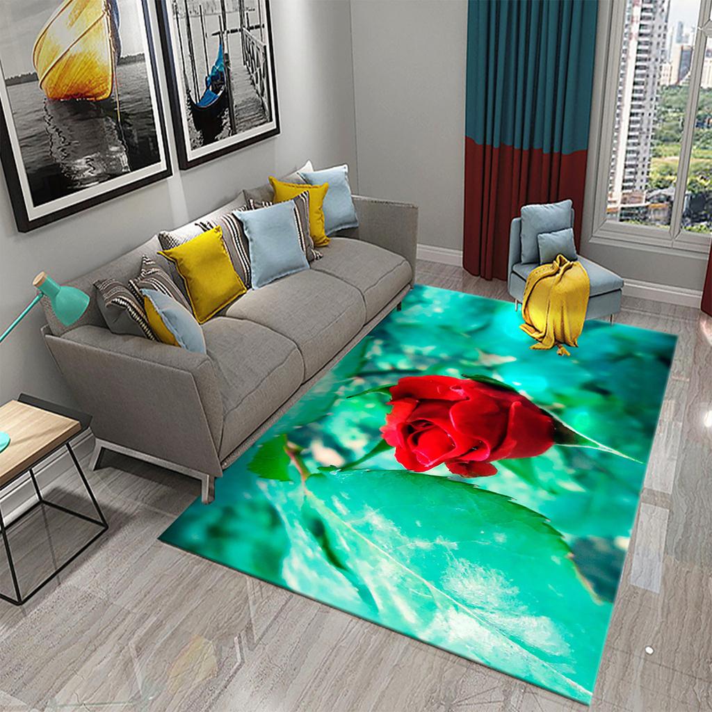 Multicolor Rose Flower Carpet for Lovers Bedroom Decor Rugs Living Room Carpet Kitchen Bedroom Door Entrance Non-slip Carpets