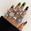 Juego de 10 Anillos Punk Vintage Color Plata Para Mujeres Hombres Estilo Mixto Hip Hop Corazón Geometría Irregular Anillo de Dedo Joyería Fiesta