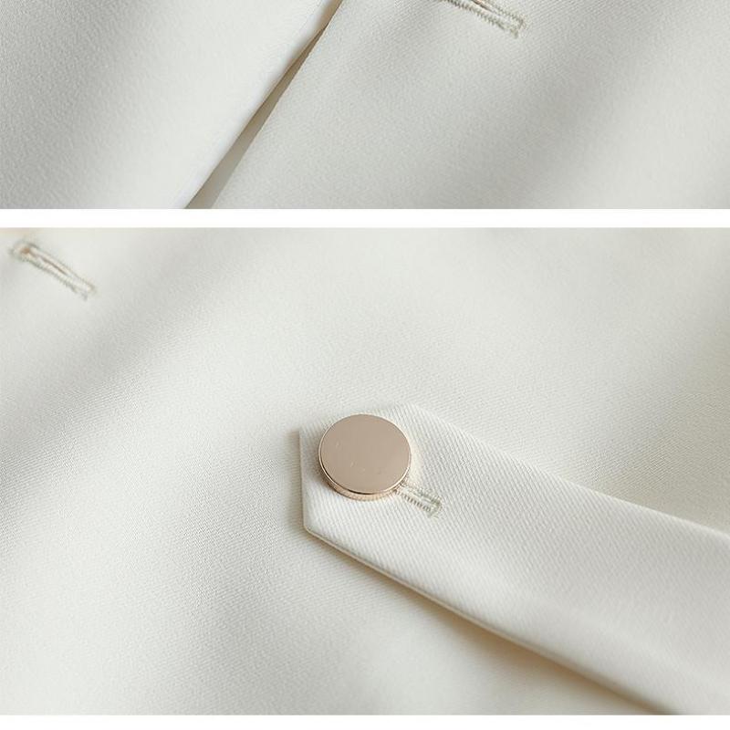 Autumn Womens Blazers Double Breasted Notched Office Lady Small Suit Coat Formal Black