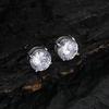 Hip Hop 8mm Round Stud Earrings, Unisex Hiphop Copper Full Zirconium European and American Stud Earrings
