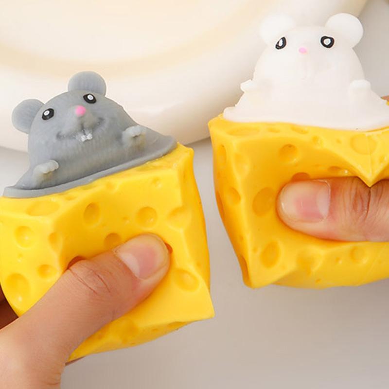 Stressabbau Haustier Käse Maus Käse Klemme Spaß Stressball Entlüftung Eichhörnchen Tasse Streichspielzeug Fidget Spielzeug