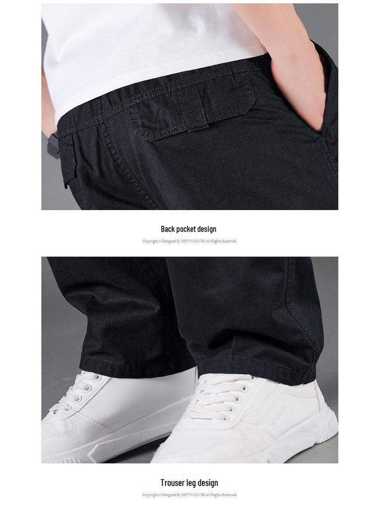 Pánské nákladové kalhoty z čisté bavlny - Volný střih, rovná nohavice, nadměrná velikost, jarní/podzimní styl