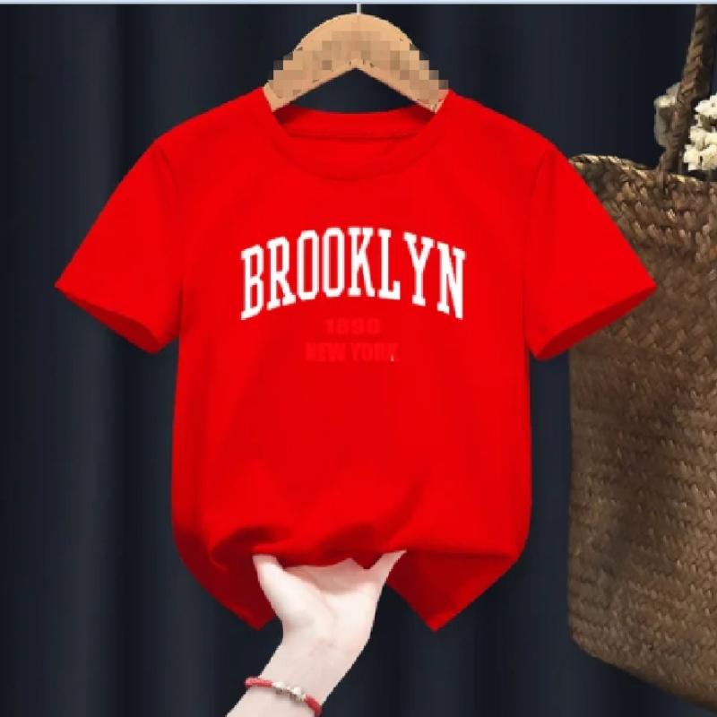 Brooklyn 1898 New York Funny Print T-Shirt Summer Fashion Pattern Short Sleeve Children's Casual Crew Neck Short Sleeve Top