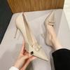 2024 Fashion Delicate Sweet Bowknot High Heel Shoes Side Hollow Pointed Women Pumps Pointed Toe 10.5CM thin Dress Shoes