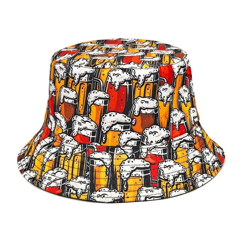 Spring and Summer Polyester Cartoon Print Bucket Hat Fisherman Hat Outdoor Travel Sun Cap for Men and Women 239
