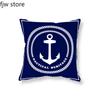 Home Decor Compass Anchor Pillow Cover Blue Mediterranean Cushion  Sofa Chair Car Office  Ornament 40x40cm 45x45cm