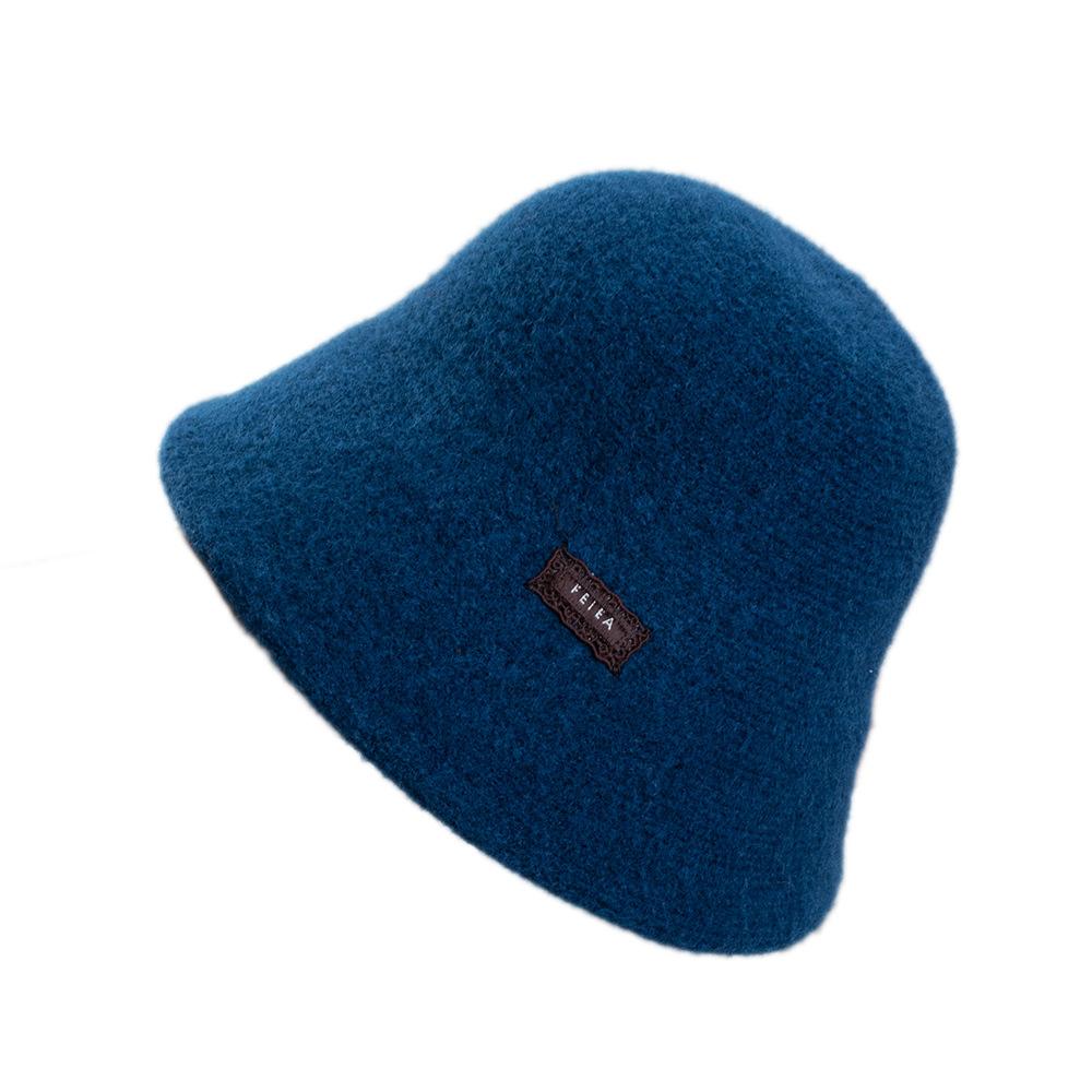 Plush hat women's autumn and winter wide brims show small face plain and versatile woolen bucket hat foldable basin hat