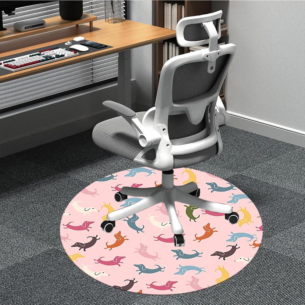 

1PC Colorful Dachshund Pattern Chair Carpet for Office, Indoor Non-Slip Washable Carpet, Soft Comfortable Mat For Office Room yy250930129 80cm by 80cm