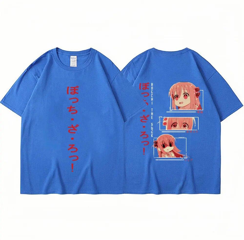 Anime Bocchi The Rock T Shirt Kita Ikuyo Kessoku Band Graphic T Shirts Unisex's Oversized Cotton Fashion Couples T-shirt Streetwear