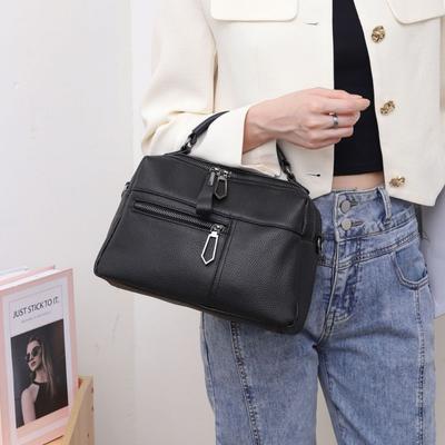 Cowhide Shoulder Women's Bag Large Capacity, Women's Fashion Simple Tote Bag Practical Commuter Bag Multi-compartment Soft