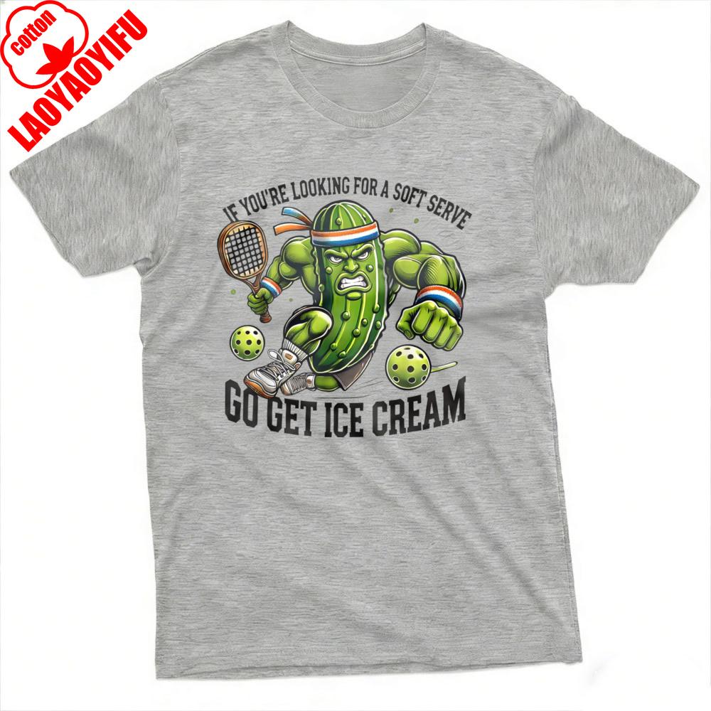 Gurken Tennisspieler Sommer Unisex T-Shirt Lustiges Cartoon Design Freizeitkleidung für Strand und Outdoor-Aktivitäten Geschenk für Sportfans