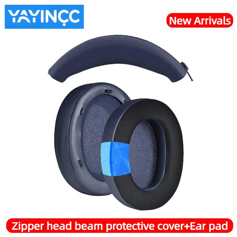 YAYINCC Replacement Soft Foam Cushion Ear Pads / Silicone zipper head beam protective cover for SONY WH-XB910N Gaming Headset