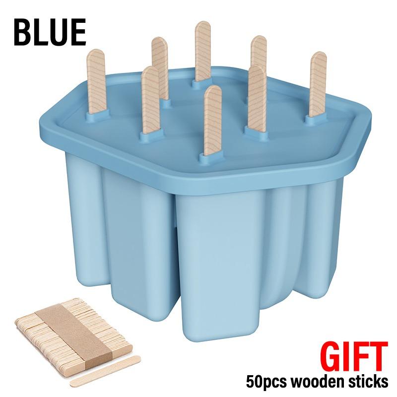 8/10 Grids Silicone Popsicle Molds Easy-Release Popsicle Maker Molds Ice Pop Molds Homemade Ice Cream with 50PCS Popsicle Sticks