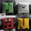 Fashing Quirky Musical Note Patterns Pillow Case Natural Linen Double-Sided Printing Sofa Home Decor Cushion Cover