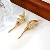 Gold Plated Titanium Steel Angel Wing Butterfly Earrings for Women - Elegant European & American Fashion