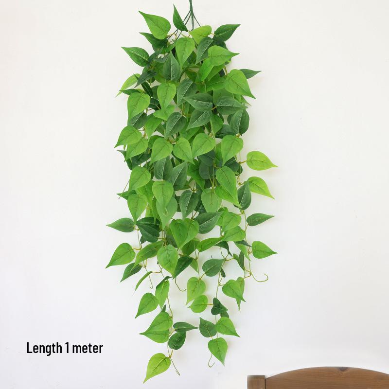 Pothos Wall Hanging Decoration: Trailing Artificial Vines & Spider Plant Basket for Indoor Use