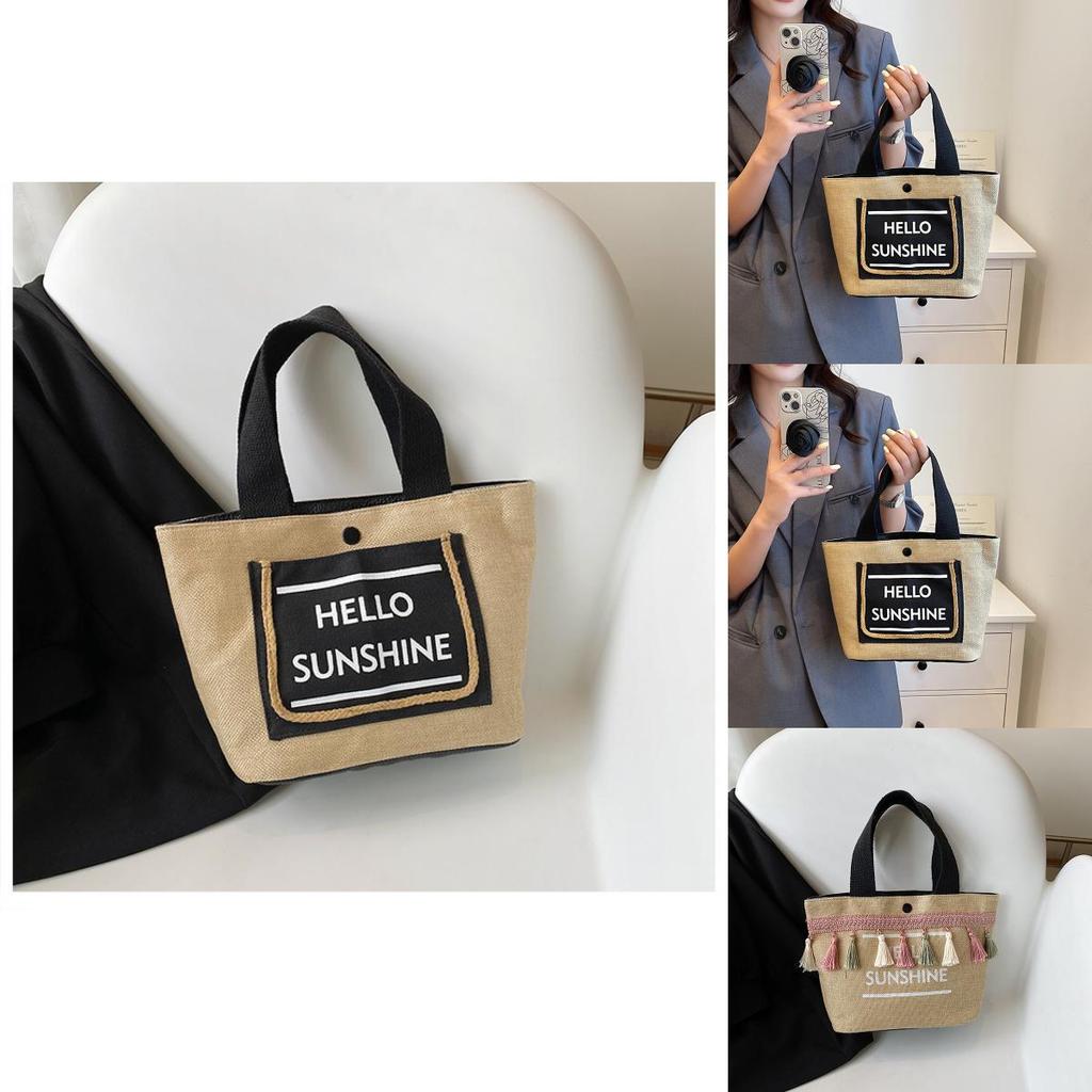 Cotton Linen Tote Bag With Letter Pattern For Daily Casual Fashion Girls
